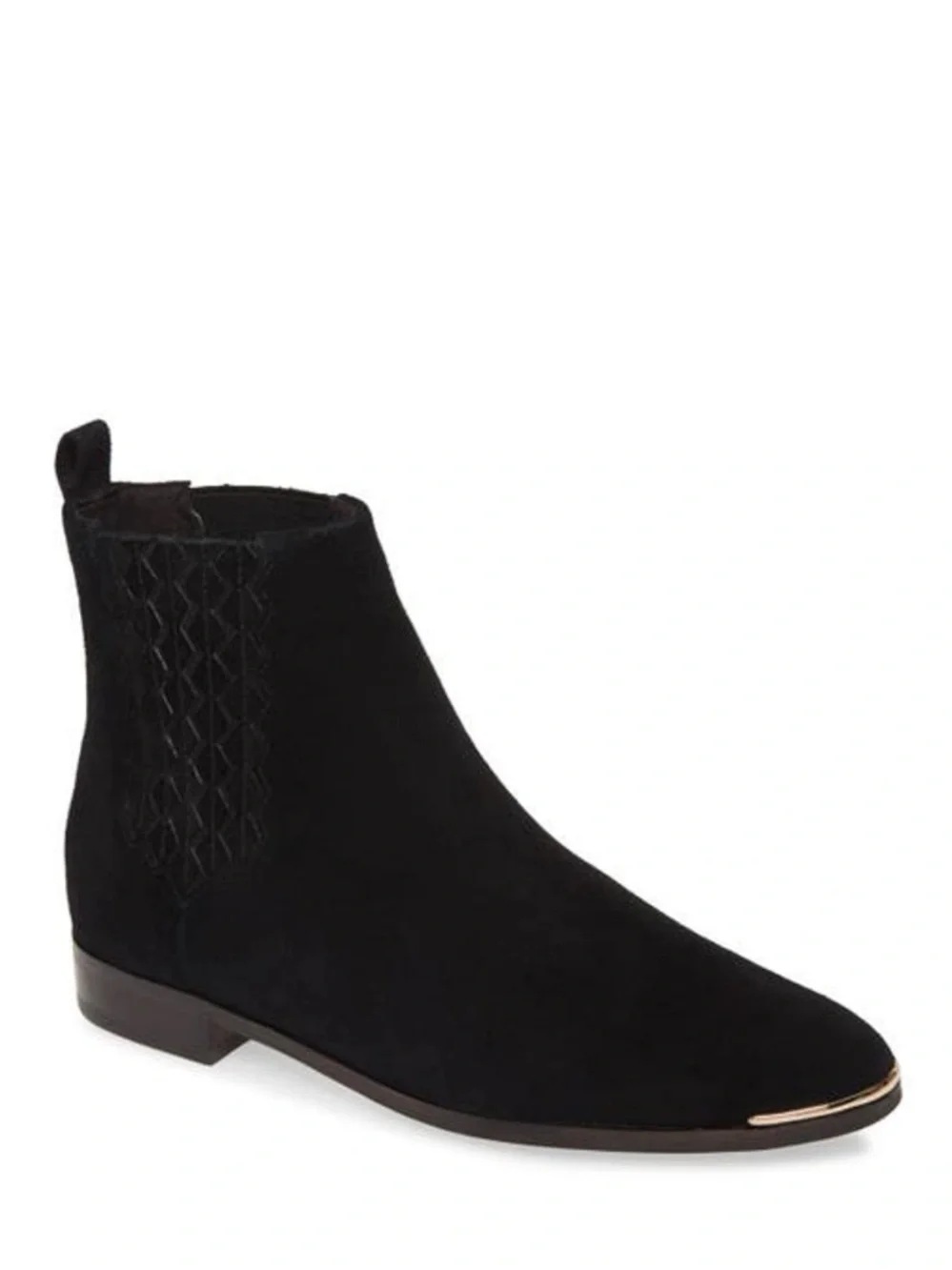 NEW Ted Baker Iveca Woven Black Suede Flat Chelsea Ankle Boots Size 8.5